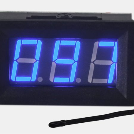 0-167°F Fahrenheit Digital Temperature Meter Blue LED Display MF55 Type NTC Thermistor Temp Sensor 2-Wires Reverse Polarity Protection with Black Case