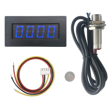 4 Digital LED Tachometer RPM Speed Meter+Hall Proximity Switch Sensor NPN Blue