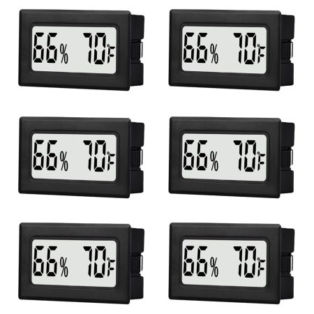 6 Pack Mini Small Digital Hygrometer Thermometer Indoor Temperature and Humidity Meter Gauge with Temp Humidity Sensor Monitor Fahrenheit (℉) for Jars,Home,Room