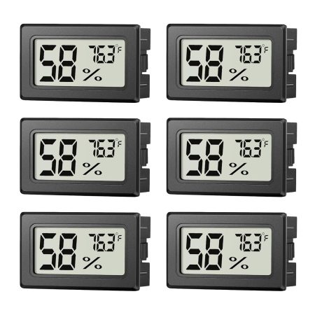 6 Pack Mini Hygrometer Indoor Humidity Meter, Small Digital Thermometer Humidity Gauge Meter, Indoor Thermometer Hygrometer Monitor Fahrenheit (℉) for Thermostat Reptile Tank, Mason Jars