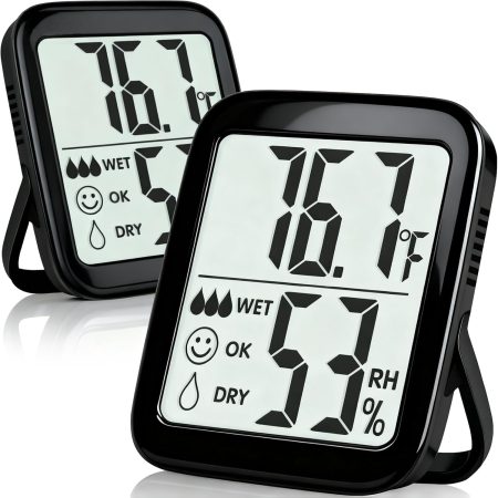 2 Pack Room Thermometer for Home, Hygrometer Indoor Humidity Meter Gauge, Digital Temperature and Humidity Sensor Monitor for House, Terrarium, Incubator, Greenhouse - Battery Included
